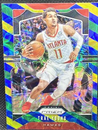 Trae Young 2019 - 20 Prizms Choice Blue Yellow Green Prizm