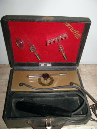 Vintage 1935 Renulife Model 2 Violet Ray Machine With Carrying Case Manuals