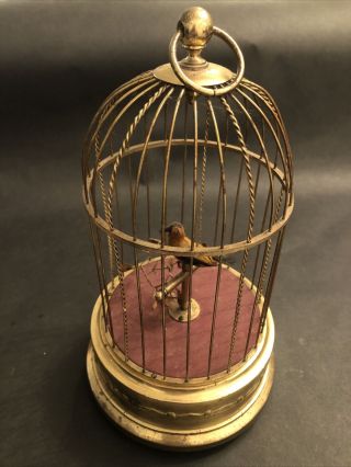 Antique Victorian Karl Griesbaum K.  G.  Germany Automaton Musical Singing Birdcage