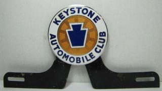 Old Enamel Keystone Automobile Club License Plate Topper Auto Truck Badge Emblem