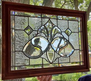 Beveled Stained Glass Panel Window Art Suncatcher Victorian Design TiffanyStyle 3