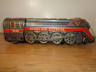 VINTAGE MODERN TOY 3140 OVERLAND EXPRESS TIN & LITHO LOCO,  INSERTS AND BOX 3
