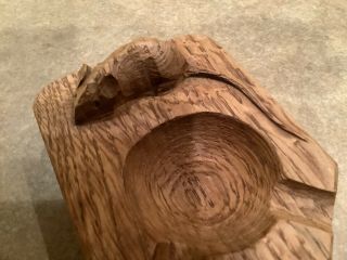 Robert Thompson Mouseman Hand Carved Oak Ash / Pin Tray.  Fabulous Grain