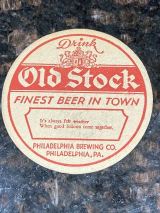Vintage 1940’s Old Stock Beer Coaster.  Philadelphia Pa