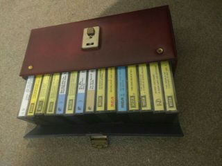 Vintage Audio Cassette Tape Red Storage Box Carry Case Holds 15 Tapes Inc: Tapes