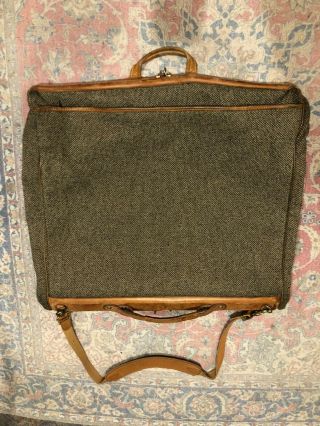 Hartmann Tweed and Leather Trim Suit Garment Bag Vintage 2