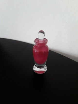 Vintage Hand Blown Pink Art Glass Perfume Bottle Signed