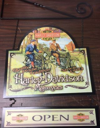 Harley - Davidson Vintage Style Wooden Pub Sign 23 " By 18 " W/ Metal Bracket
