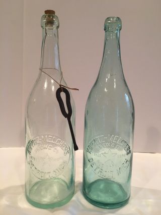 2 Vintage Koppitz - Melchers Brew Co.  Detroit,  Michigan Glass Bottles With Opener
