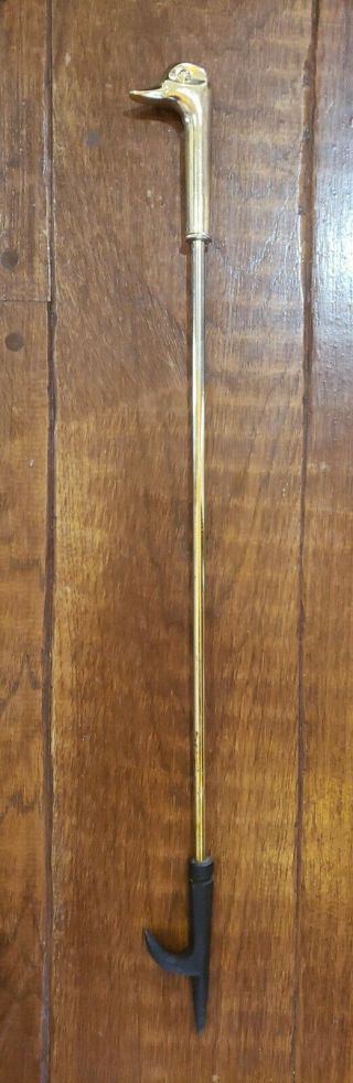 Vintage Brass Tone Fireplace Tool Poker Duck Head 26.  5” Long Replacement Part