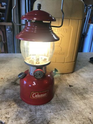Vintage Coleman Lantern 200a Red With Clamshell Case 12/56
