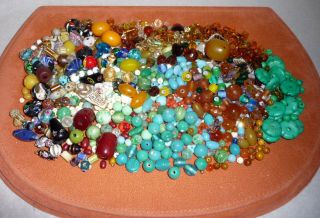 Vintage Loose Beads - Venetian Czech Foil Peking Glass Bakelite - 725g