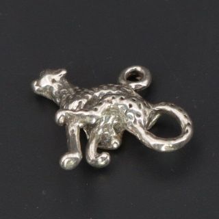 Vtg Sterling Silver - Running Cheetah Animal Solid Bracelet Charm - 2g