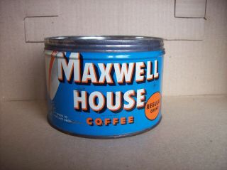 Vintage Maxwell House Regular Grind Key Wind 1 Pound Coffee Tin Can - No Lid