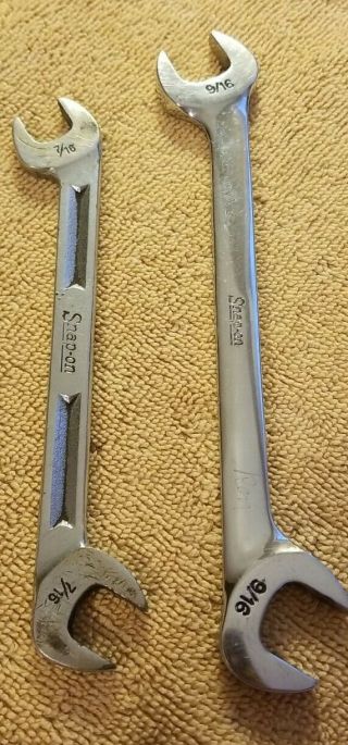 Vintage Snap - On Tools Open End Angle Wrench Tool Usa Set Of 2.  Vs18 And V5214