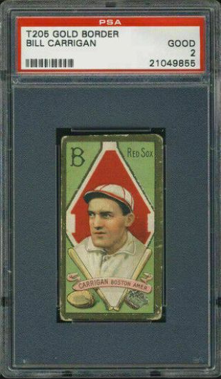 1911 T205 Honest Long Cut Bill Carrigan Psa 2 Boston Red Sox