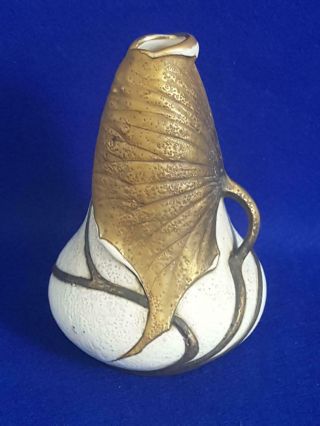 1900s Ernst Wahliss Turn - Teplitz (vienna) Jugendstil Leaf Wrapped Gourd Vase