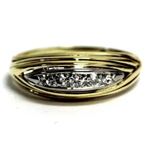 14k Yellow Gold.  16ct Si1 H Round Diamond Ring Band 3.  5g Estate Vintage Antique