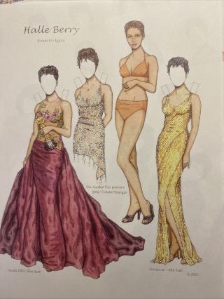 HALLE BERRY PAPER DOLL by RALPH HODGDON full color sheets 2005 Movie Glamour 2