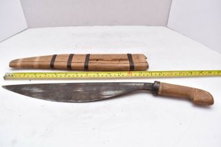 Vintage Barong Filipino Short Sword Moro Philippines Knife Dagger W Wood Sheath