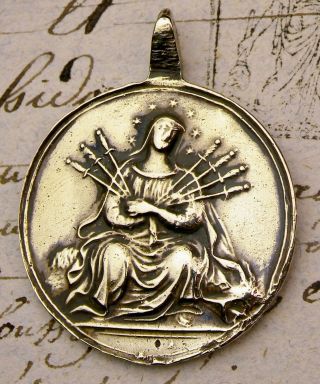 Carmelite Nun Antique 18th C.  Passion Of Christ Our Lady Of Sorrows Bronze Medal
