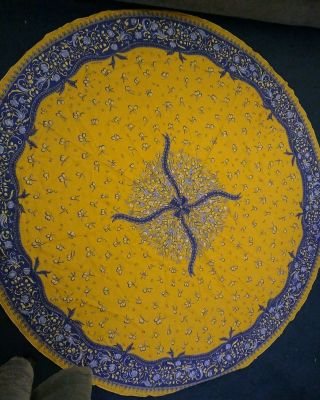 Soleil De Provence Vintage French Country Print Round Table Cloth 65 Inches