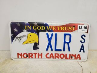 2016 North Carolina In God We Trust Vanity License Plate " Xlr " Cadillac