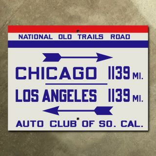 Acsc National Old Trails Road Highway Sign Route 66 Los Angeles Chicago 16 X 12