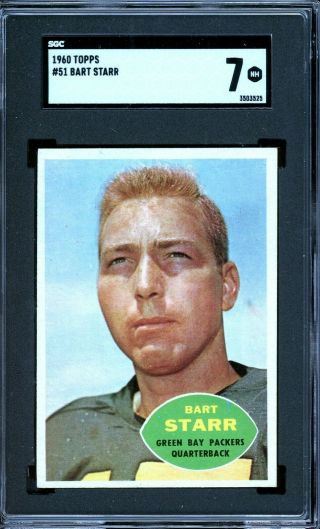 1960 Topps Football 51 Bart Starr Sgc 7