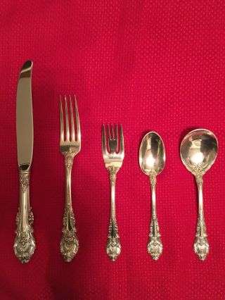 Vintage Five Piece Sterling Silver Place Setting - Sir Christopher By Wallace