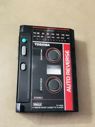 Vintage Toshiba Stereo Cassette Player Auto Reverse Kt - 4025 Am/fm Tuner