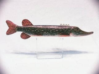 Large Jay Mcevers Northern Pike Ice Fish Spearing Decoy - Folk Art Fishing Lure