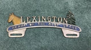 Vintage Lexington Kentucky License Plate Topper With Horse Head & Tree