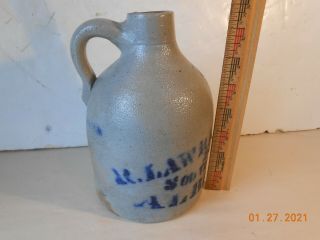 Antique Stoneware Jug R.  Lawrence & Bro 244 - 246 S.  Pearl St Albany Ny Never