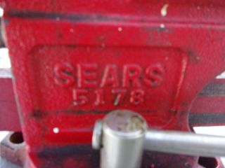 VINTAGE SEARS 3 1/2 IN.  SWIVEL BENCH VISE W/ANIVL AND FIXED PIPE JAWS 5178 2