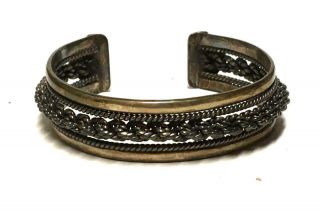 Vintage Mexican Sterling Cuff Bracelet Signed