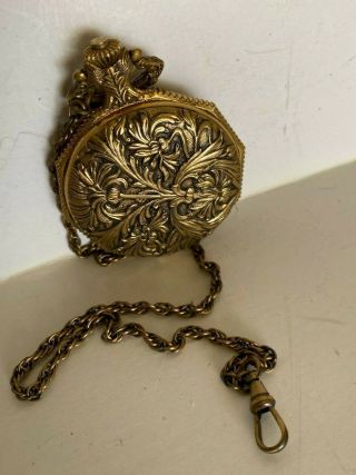 Vintage Andre Rivalle 17 Jewels Mechanical Wind Up Pocket Watch w/ Chain Car 2