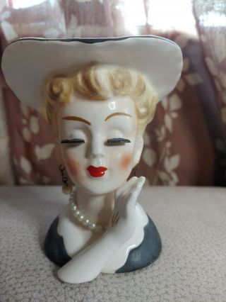 Vintage Lady Head Vase Napcoware C5046 1950s 4 - 1/2 " Inches.
