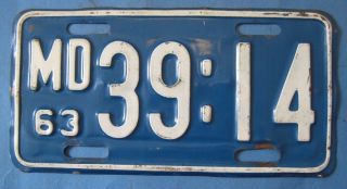 1963 Maryland Motorcycle License Plate