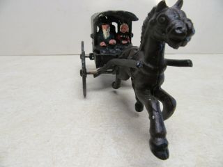 Vintage Cast Iron Metal Amish Family On Horse Drawn Carriage Wagon Buggy