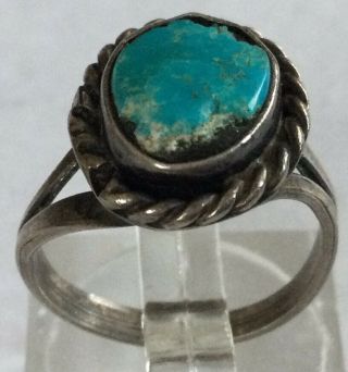 Gorgeous Navajo Vintage Old Pawn Sterling Silver 925 Turquoise Ring Sz 5 Az113