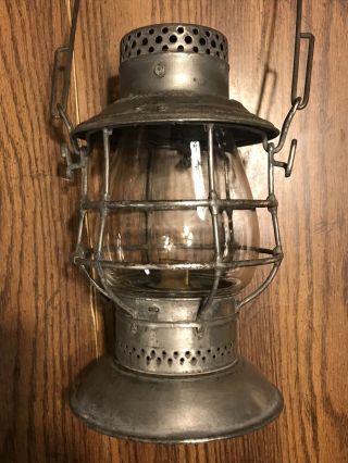 Antique Adlake Ej&e Elgin Joliet Eastern Railroad Lantern Clear Etched Globe