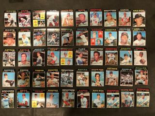 250 Different 1971 Topps Baseball Cards Vg - Ex