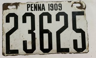 Pennsylvania 1909 License Plate Ing - Rich Enamel