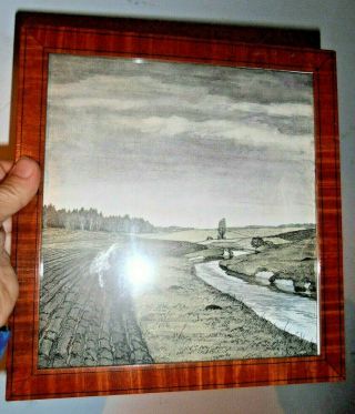 Antique Rudolf Sieck Germany Framed Landscape Print Picture Frame