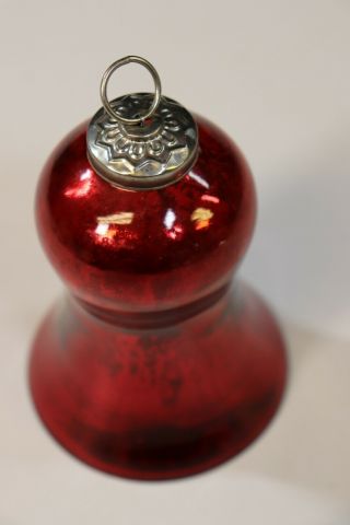 Antique Red Mercury Glass Kugel Bell Christmas Ornaments