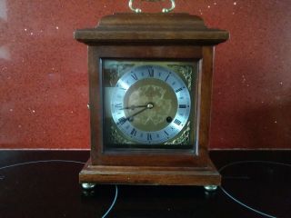 Franz Hermle Mahogany Bell Striking Mantle Clock 130 070.  Balance Escapement.  Vgc