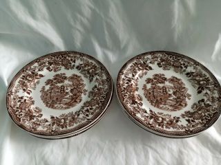Set 6 Vintage Alfred Meakin Brown Tonquin - Bread And Butter Plates