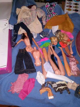 2 Doll Cases One Vintage And Some Older Barbie Cloths And Accessories