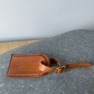Vintage Louis Vuitton Large Luggage Tag Tan Vachetta Leather Id Name Tag Brown